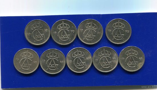 Швеция 10 эре 1968,70,73. Цена за 1 монету.