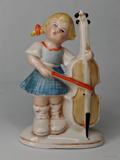 Статуэтка Девочка виолончель контрабас  фарфор Графенталь Германия. С Рубля