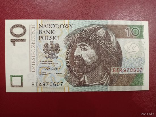 Польша. 10 злотых 2016 года, серия BI. UNC. Торг