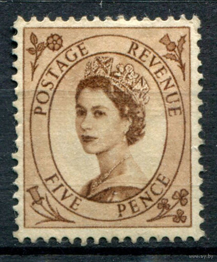 Великобритания - 1955/57г. - королева Елизавета II, 5 P - 1 марка - чистая, без клея [Mi 289]. #3-GB-101-A-1