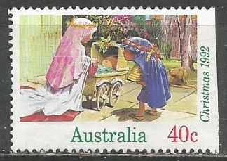 Австралия. Рождество. Дети с игрушечной кроваткой. 1992г. Mi#1326 D.