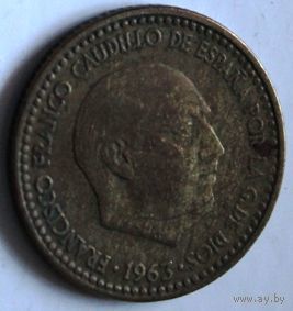 Испания, 1 песета (peseta) 1963 (в звездочке 65)