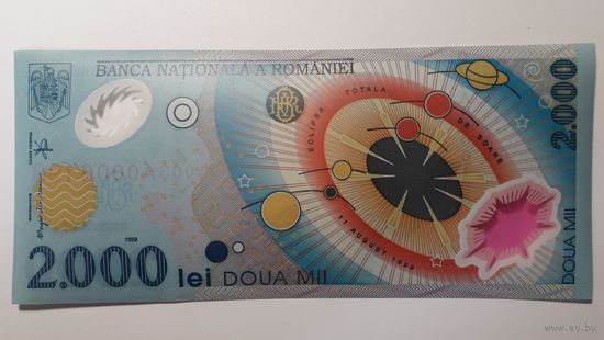 Румыния, 2000 леев 1999 г. Серия 003A. UNC (полимер).