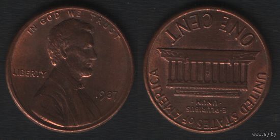 США km201b 1 цент 1987 год (-) (_3 ТОРГ ЛЮБОЙ
