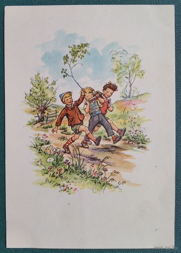 Открытка ГДР. Прогулка. 1950-60-е. Подписана.