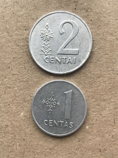 Литва 1 и 2 цента, 1991г. (D-8)