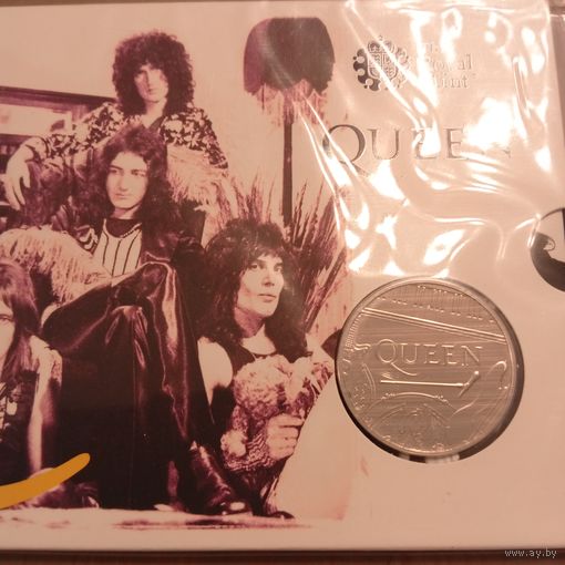 Великобритания 5 фунтов 2020. Легенды музыки Queen(2). В буклете