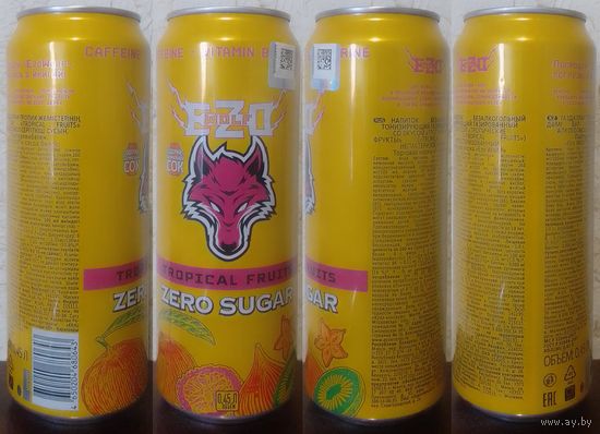 Банка от энергетика EZO WOLF Тропические Фрукты ZERO SUGAR 2024.11.19 450мл язычок сорван (moz50