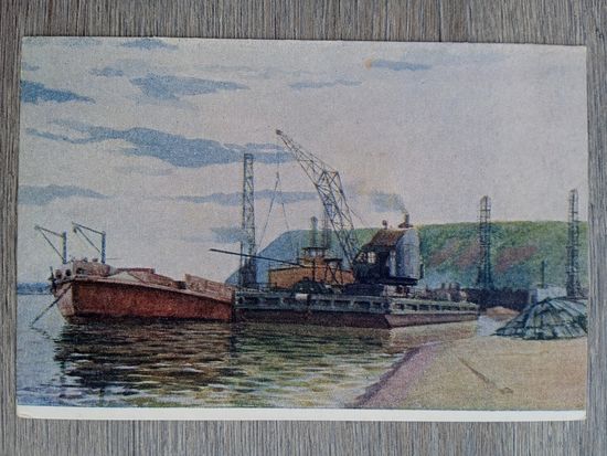 1952. Генин. Выгрузка шпунта (На строительстве Куйбышевской ГЭС)