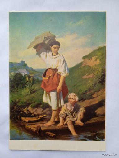 1958. Трутовский. Женщина с полотном