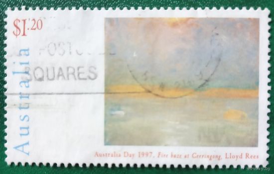 Австралия 1997. Живопись. Australia Day 1997. Fire baze at Cerringong