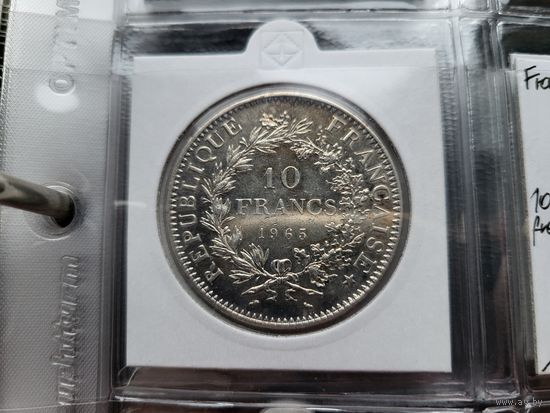 10 франков 1965 Франция, Геркулес! Чекан! Серебро 25 грамма 900 пробы! ВОЗМОЖЕН ОБМЕН!