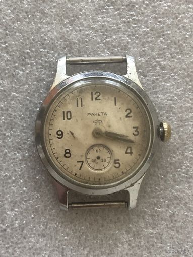 Часы Ракета. 1956 год. Завел, пошли. Точность хода не проверял. Нет секундной стрелки.