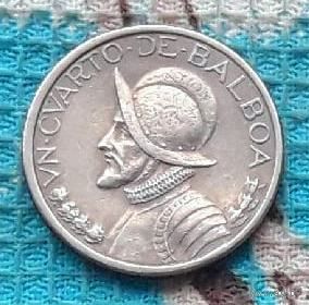 Панама 1/4 бальбоа (25 сентесимо) 2001 года. Конкистадор.