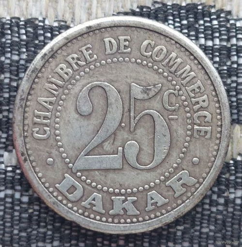 Сенегал. Дакар. 25 центов 1920 года. Корабль. Якорь. Предложи свою цену или обмен!