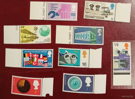 Великобритания** 2 полные серии 1967 и 1969 научные открытия и юбилеи международных организаций