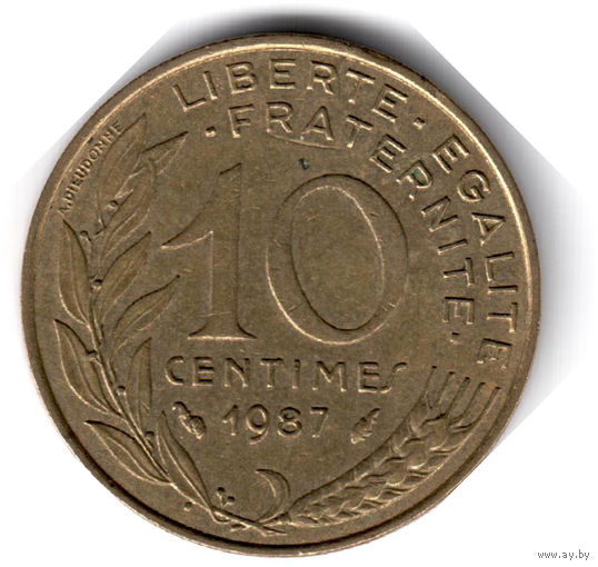 Франция. 10 сантимов. 1987 г.