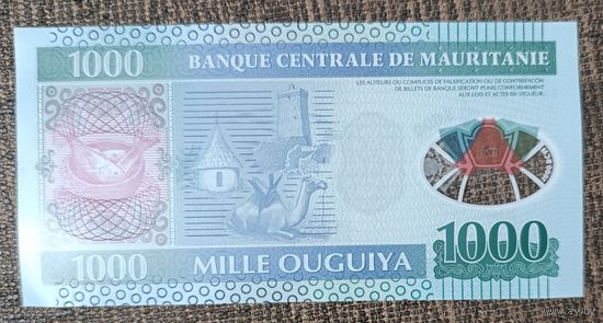 1000 угий 2014 года - полимер - Мавритания - UNC
