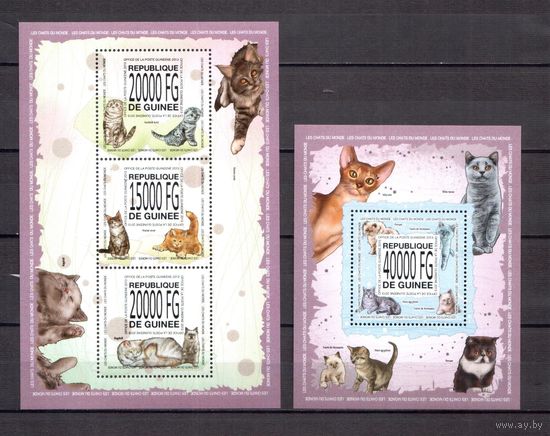Гвинея 2013 Фауна домашние кошки - 1 лист + 1 блок MNH**