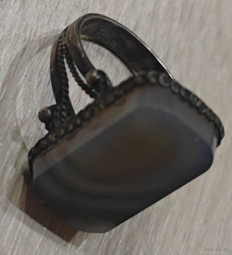 Колечко СССР с камнем. 875пр. ОМС. 55