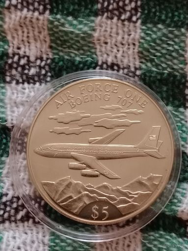Либерия 5 долларов 2000 Боинг-707