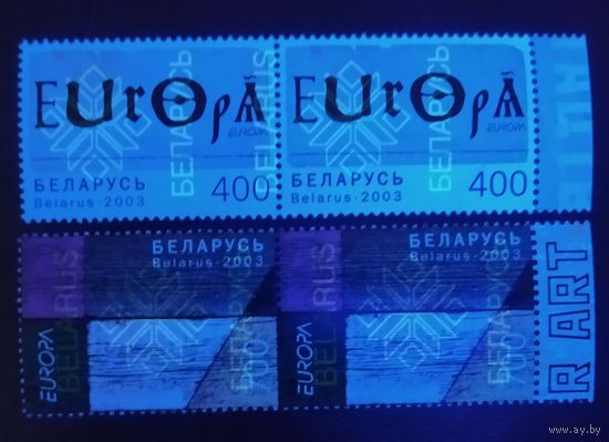 Беларусь 1996 Искусство плаката, разновидность по защите , 400 тип а + с, 700 тип е + е .