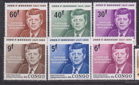 Известные люди Личности Празднование дня памяти президента Кеннеди  Конго 1964 лот 17 ПОЛНАЯ ЧИСТАЯ СЕРИЯ без блока
