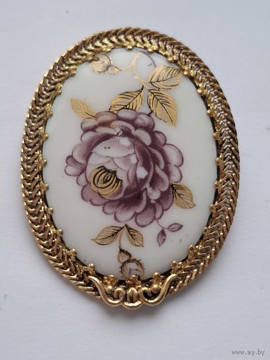 Брошь. Фарфор. Цветы. 60-е годы, Франция
