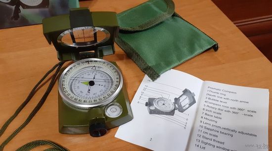 Измерительный прибор ориентировки на местности, с компасом и инструкцией. Недорогой старт! Металл. Привезён из Британии.