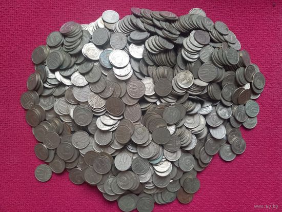 Лот 10 копеек СССР. Вес 1 кг. 850 грамм. 1961-1991 гг.