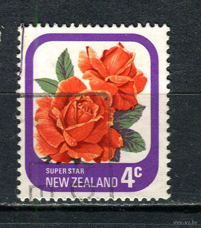 Новая Зеландия - 1975/1979 - Цветы. Роза 4С - [Mi.670C] - 1 марка. Гашеная.  (LOT Fg21)-T10P5