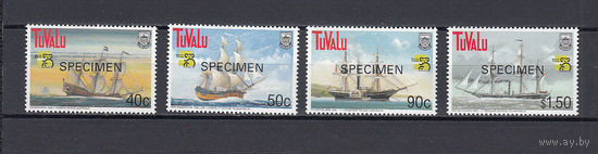 Парусные корабли. Тувалу. 1999. 4 марки (SPECIMEN). Michel N 823-826 (5,0 е)