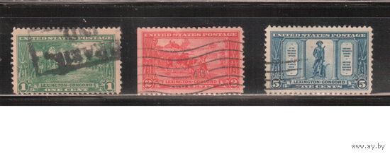 США-1925, (Скотт.617-619),  гаш. , Битва при Лексингтоне, (полная серия)