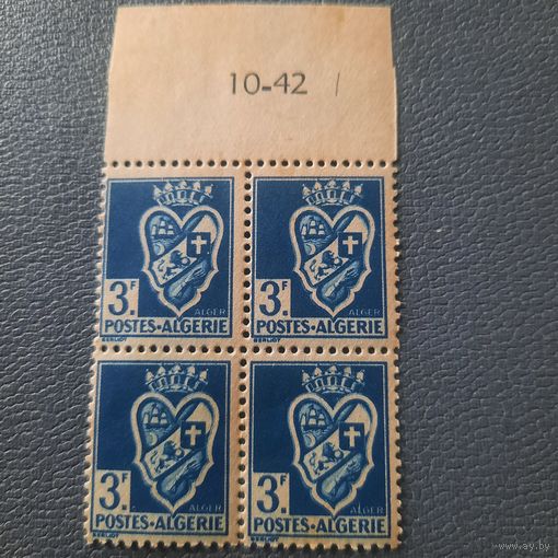 Алжир 1942. Герб. Стандарт. Квартблок