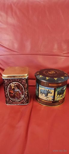 Жестяные банки от сахара и индийского чая, ссср.