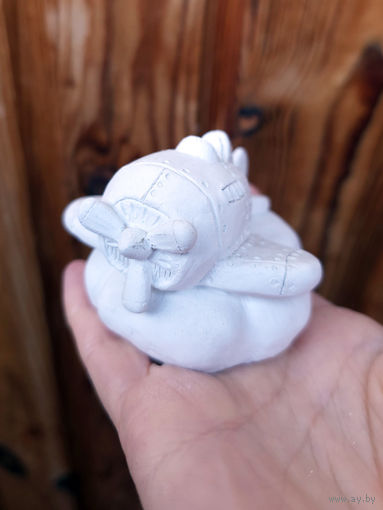 Лот С 1 РУБЛЯ! много лотов! Сувенирная фигурка Самолетик на облачке (БЕЛЫЙ, под раскраску)