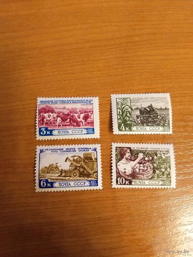 1961 СССР Загорский 2450-2453 флора фауна техника чистая полная серия клей MNH** (с-5)
