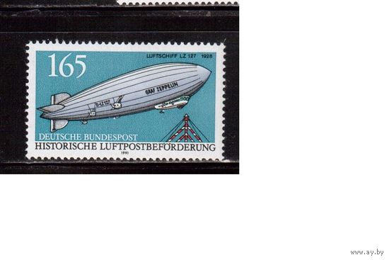 Германия(ФРГ)-1991,(Мих.1525), ** ,   Авиация, Дирижабль
