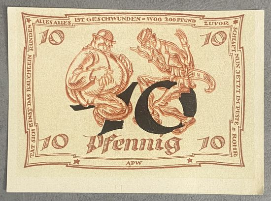 Нотгельд 10 пфеннигов 1921 год. Арнштадт. Веймарская республика