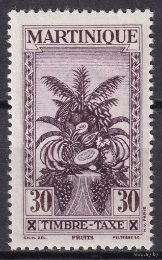 61.FrK. Франция. Колонии. Мартиника. Доплатные марки. Фрукты. 1943 г. 30C.  Mi.#26.
