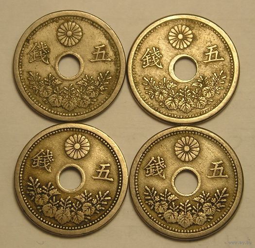 Япония, Полная погодовка 5 Сен х 4 - 1920,21,22,23 Эра Тайсё