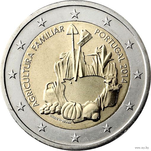 2 евро 2014 Португалия Международный год семейных фермерских хозяйств UNC из ролла