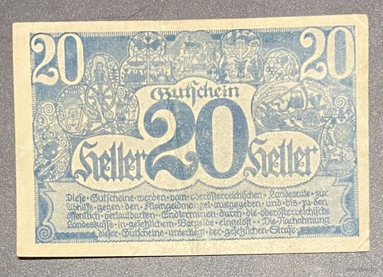 Нотгельд Австрия Оберостерейх 20 геллеров 1920 год