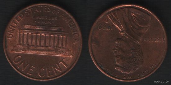 США km201b 1 цент 1999 год (D) (nf01