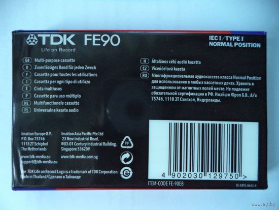 Аудиокассета TDK FE90 Type I (разновидность пореже, сделанная в Таиланде, а не Люксембурге)