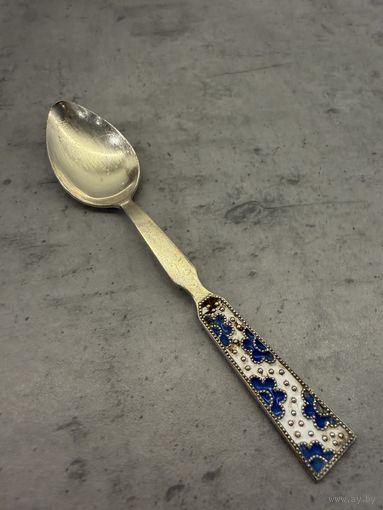Кофейная ложка серебро с позолотой 875 пр. СССР. Два цвета эмали.(2) Распродажа коллекции!!!