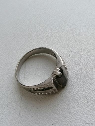 Кольцо, печатка, мужская, серебро 925, раухтопаз, торги с Рубля