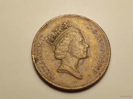 1 пенни Великобритания 1989 г.