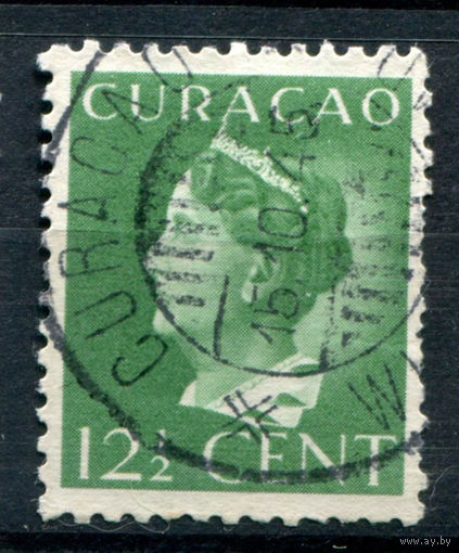 Нидерландские колонии - Кюрасао - 1946/47г. - королева Вильгельмина, печать Кюрасао 12 1/2 с - 1 марка - гашёная [Mi 222]. #3-WB-93-A-1