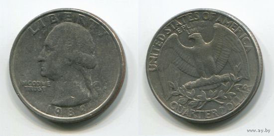 США. 25 центов (1989, буква D)